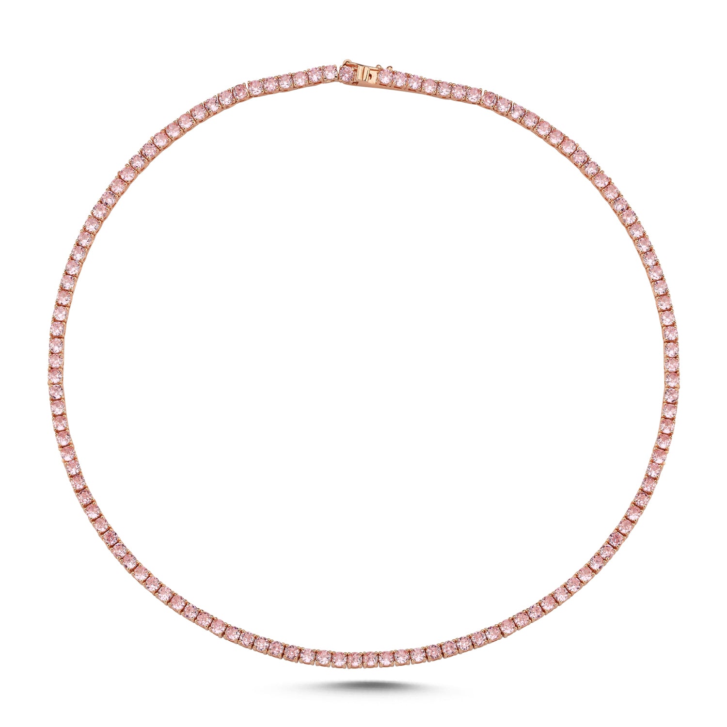 14k gold PINK SAPPHIRE CHOKER TENNIS NECKLACE